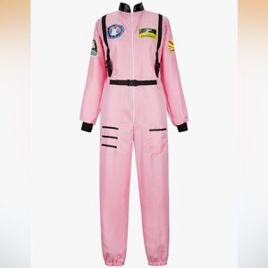 Pink Astronaut Costume Jumpsuit with Patch Details